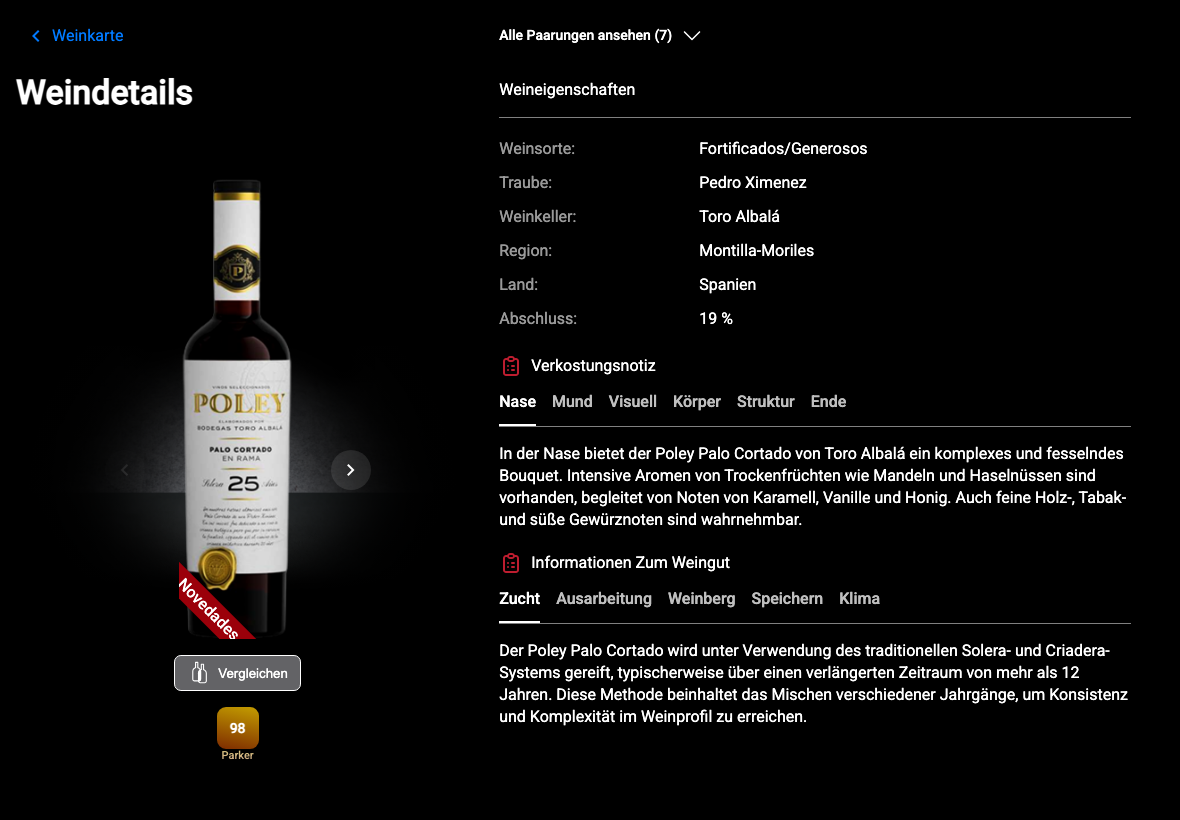 App Deutsch detalle bodega atributos