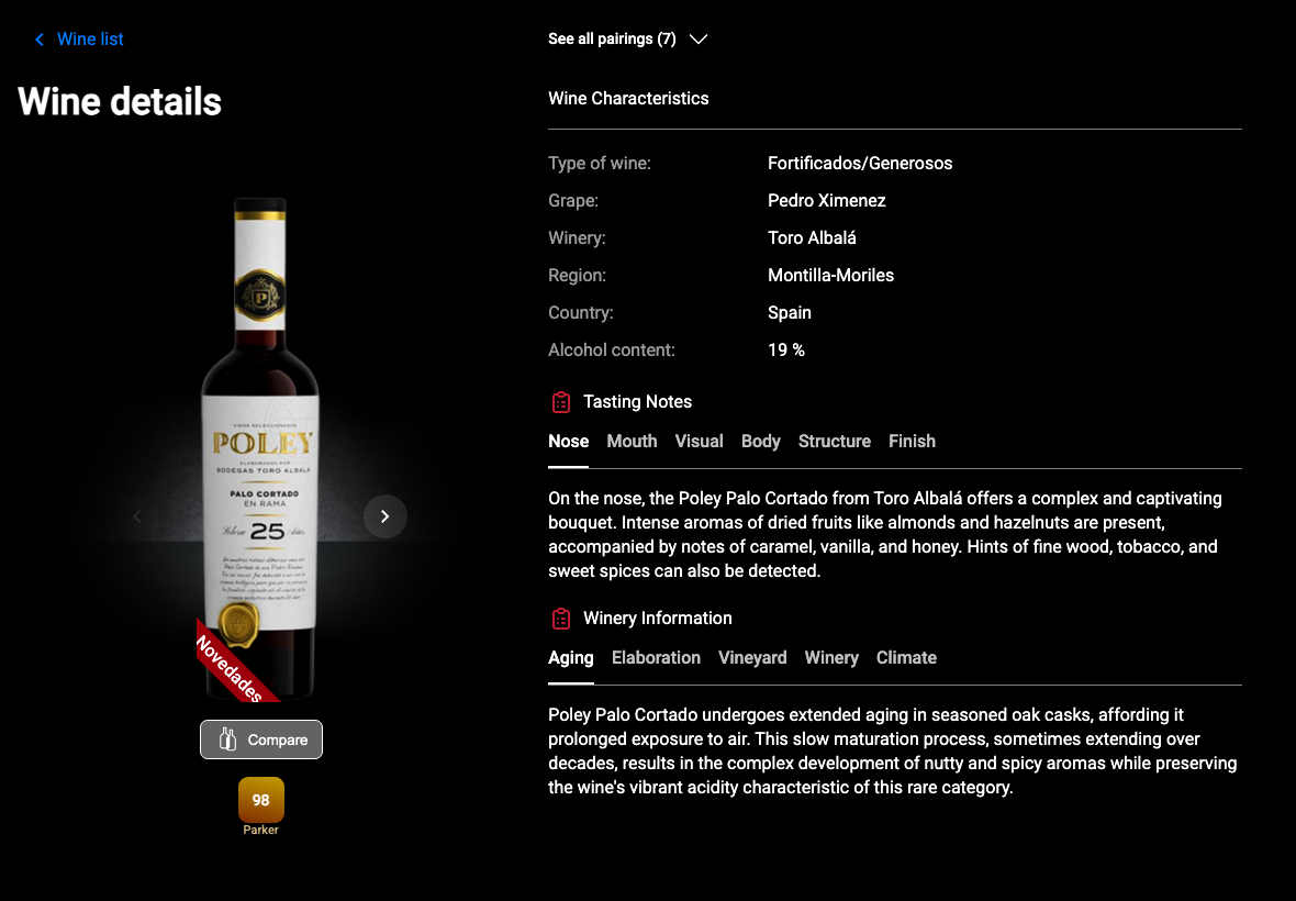 App English detalle bodega atributos