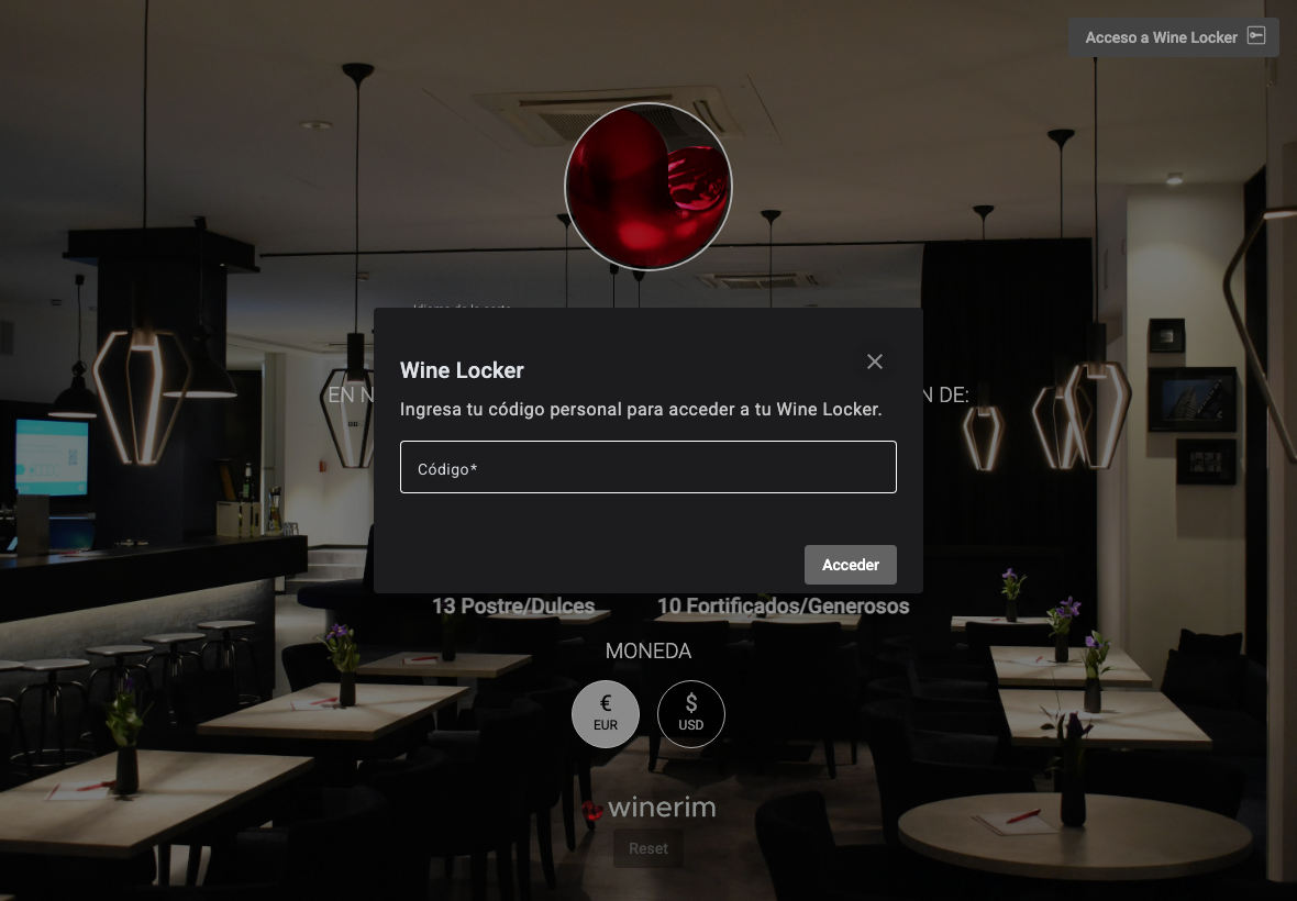 App Español wine locker login