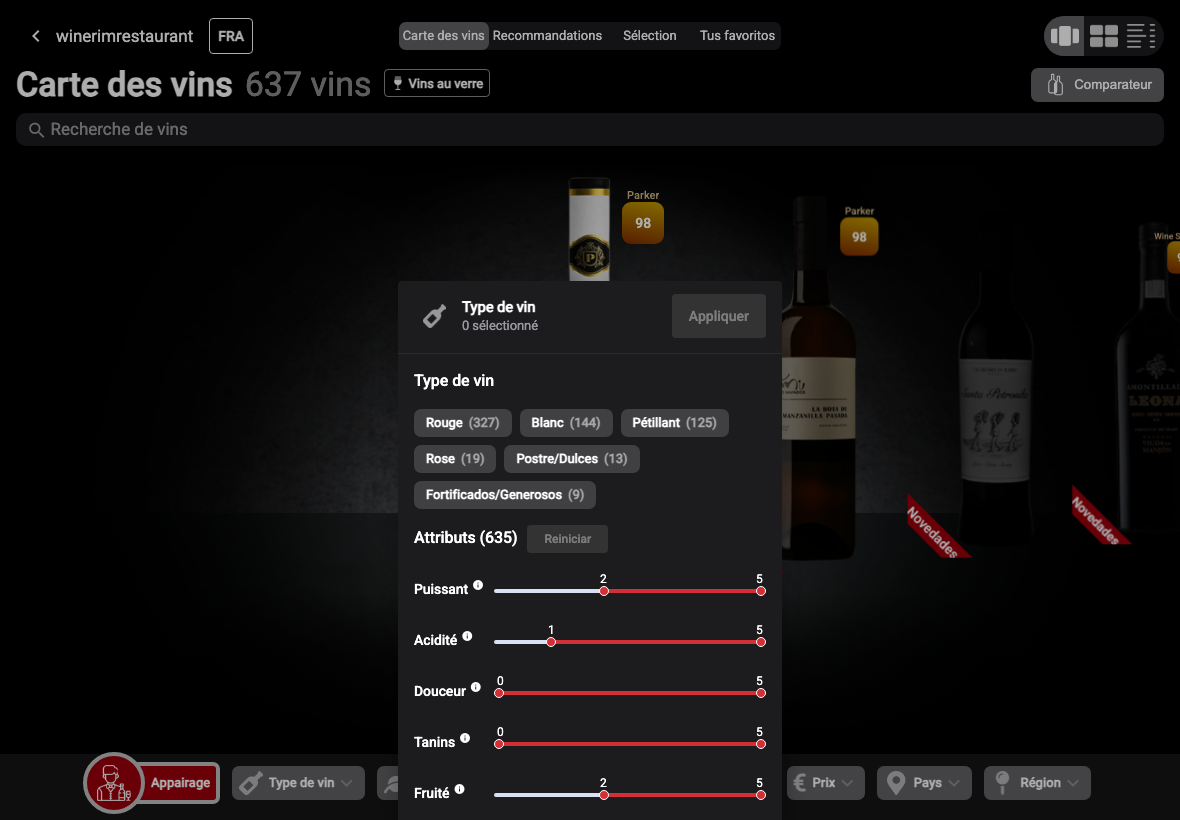 App Français filtro tipo vino