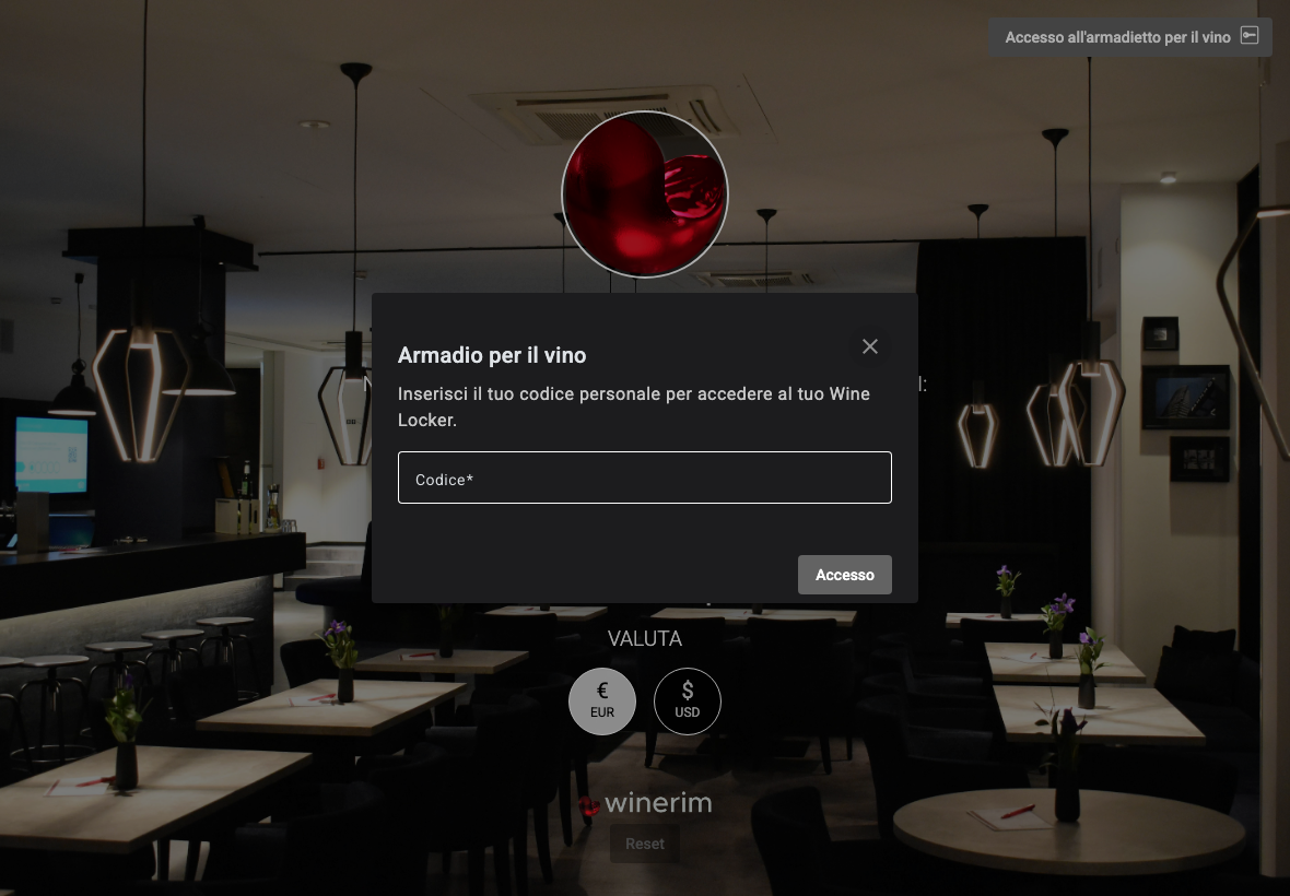 App Italiano wine locker login
