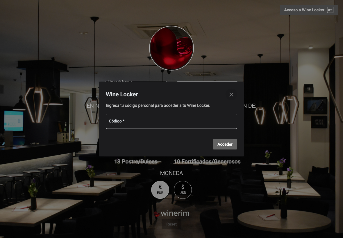 Acceso a Wine Locker