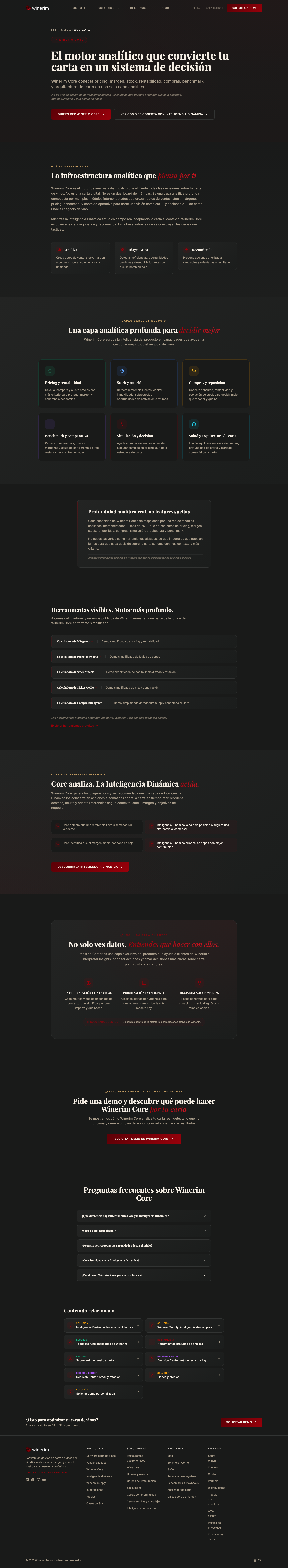Winerim Core — Motor analítico para cartas de vinos | Winerim