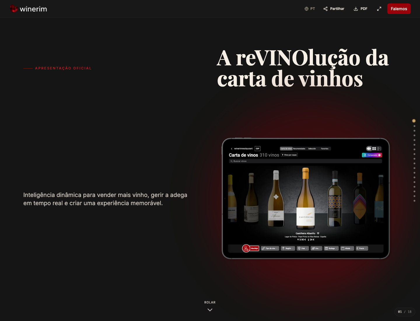 Apresentação Winerim · A carta de vinhos inteligente | Winerim