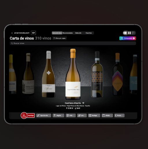 Winerim digital wine list software showing analytics dashboard on tablet and mobile