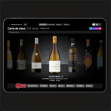 Carta interactiva de vinos en tablet