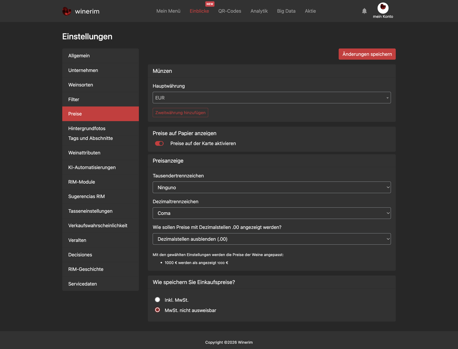 Editor Deutsch ajustes precios