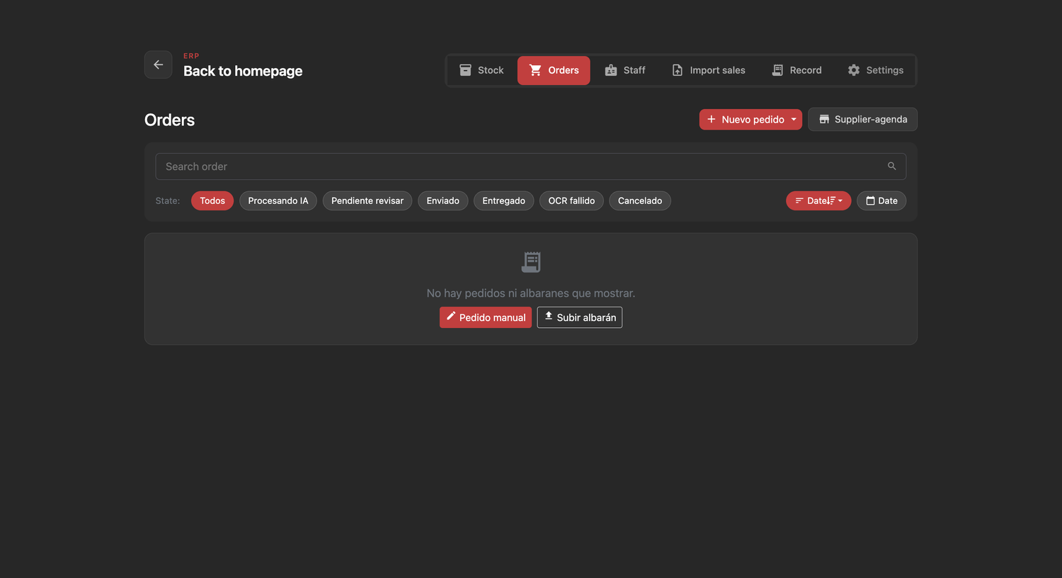 Editor English stock pedidos