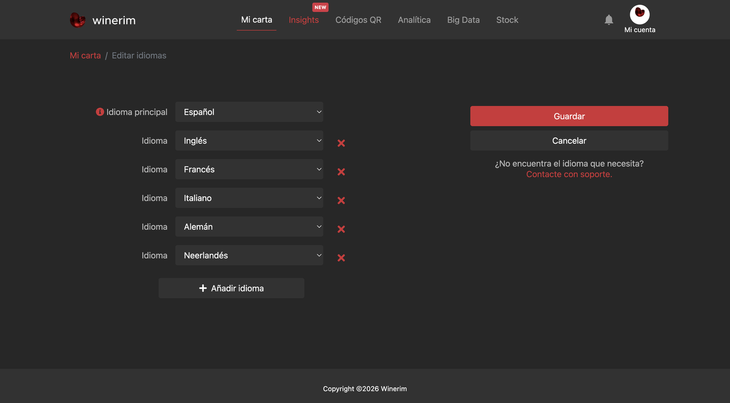Editor Español idiomas