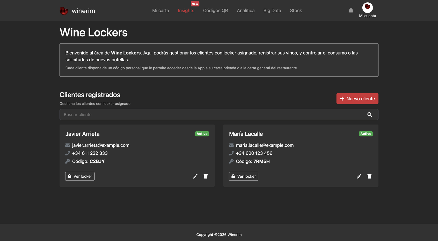 Editor Español wine lockers