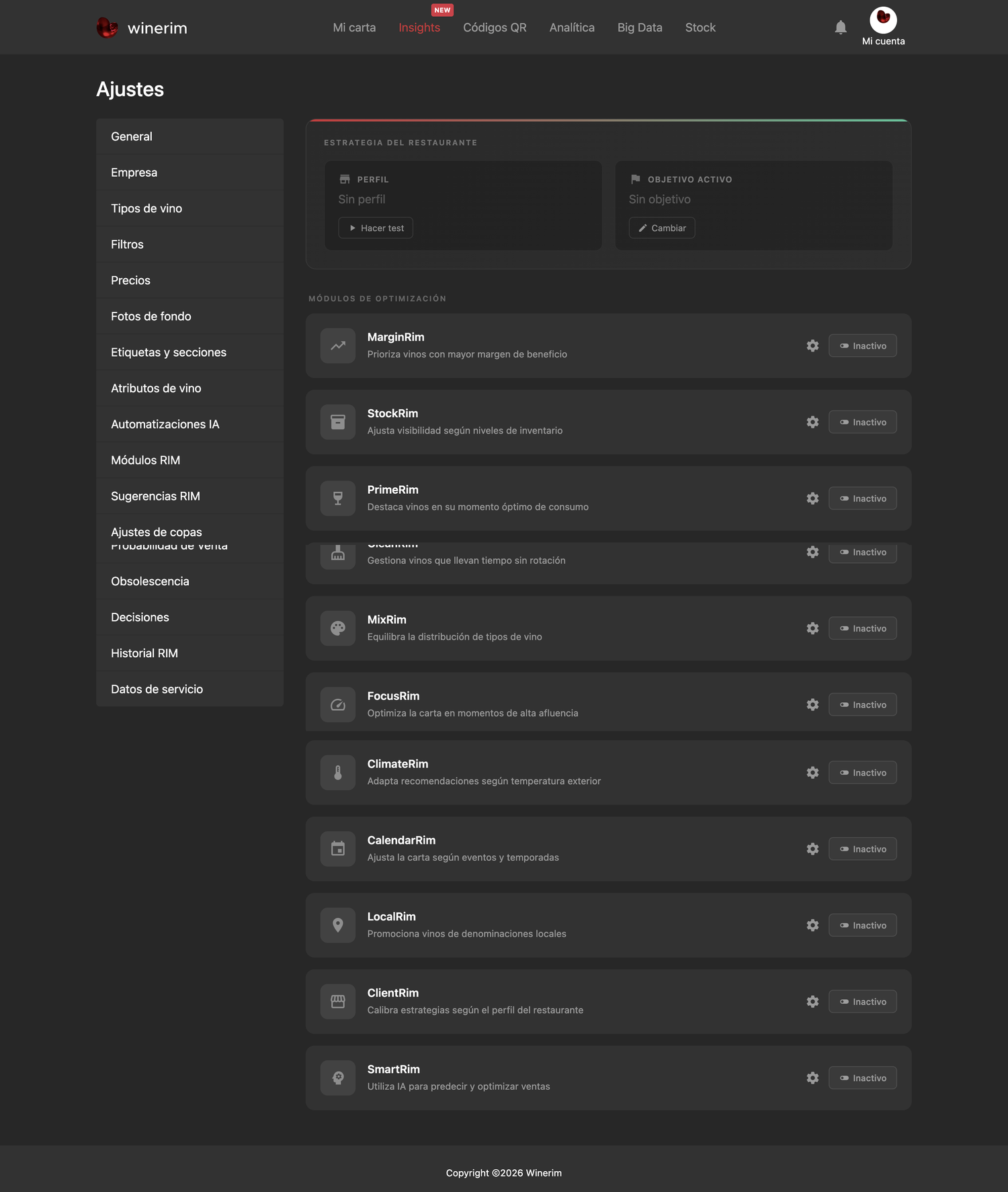 Editor Español ajustes modulos rim