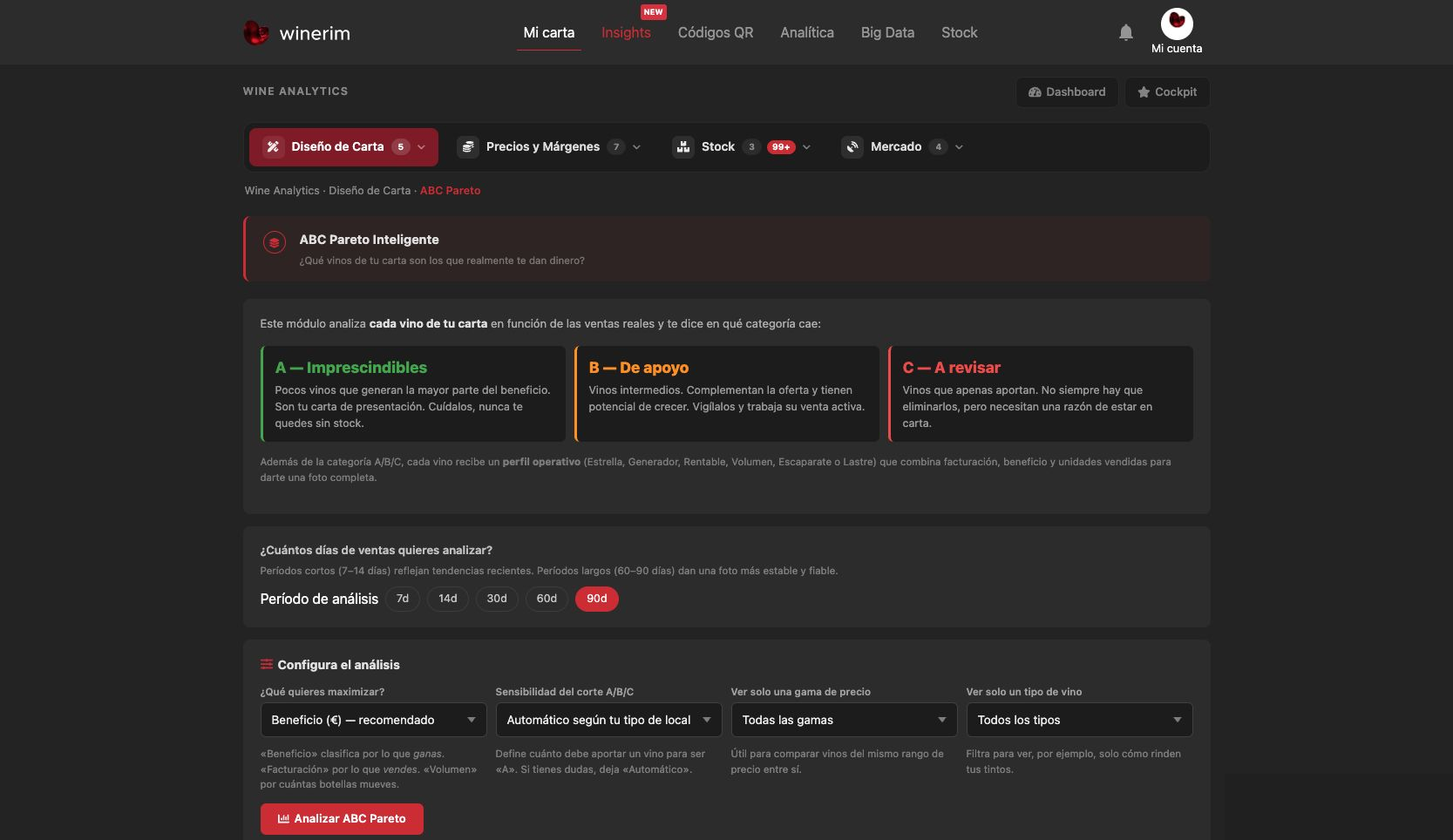 Editor Español margenes abc pareto