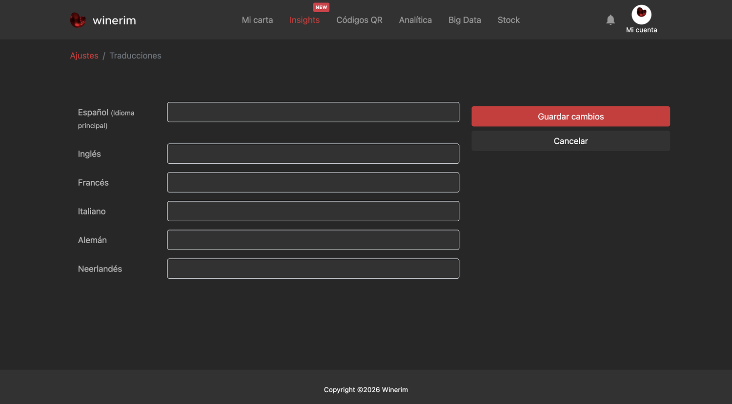 Editor Español ajustes renombrar pairing