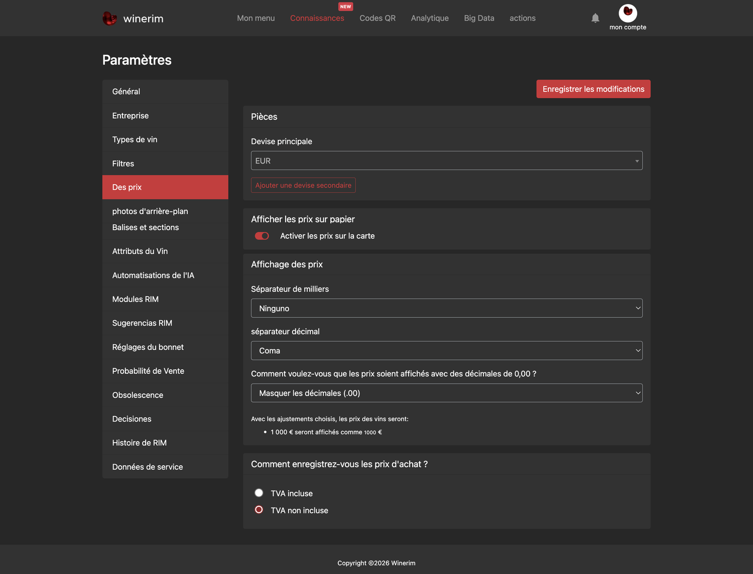 Editor Français ajustes precios
