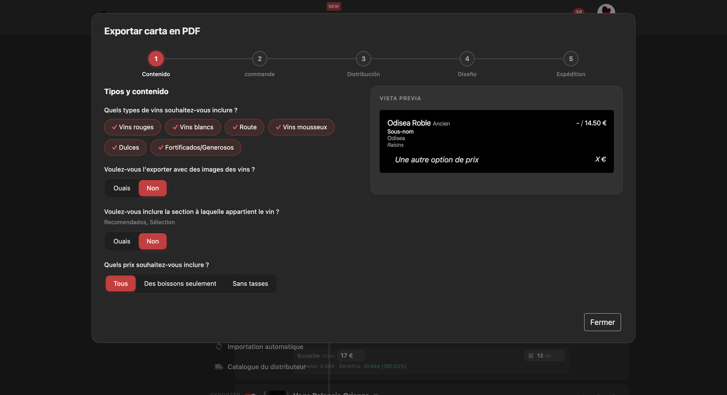 Editor Français mi carta pdf modal open