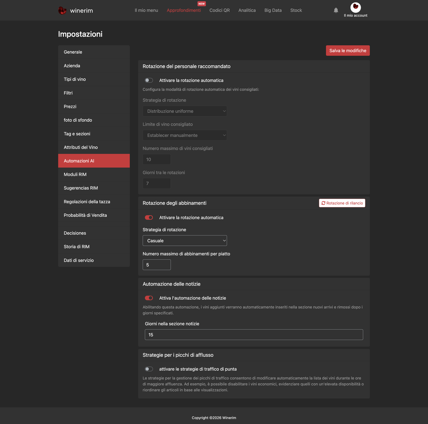 Editor Italiano ajustes automatizaciones ia