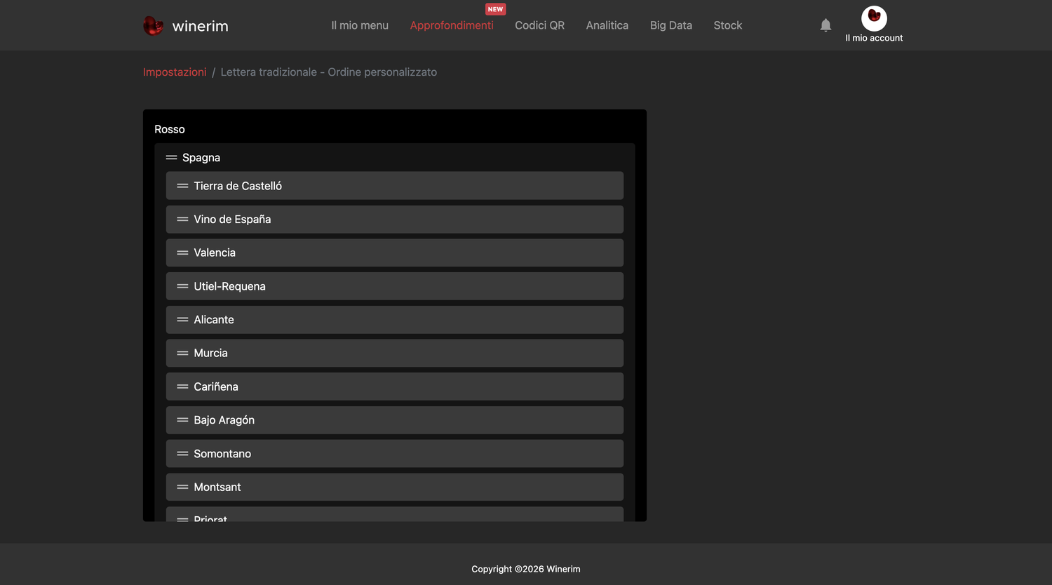 Editor Italiano ajustes orden grupos