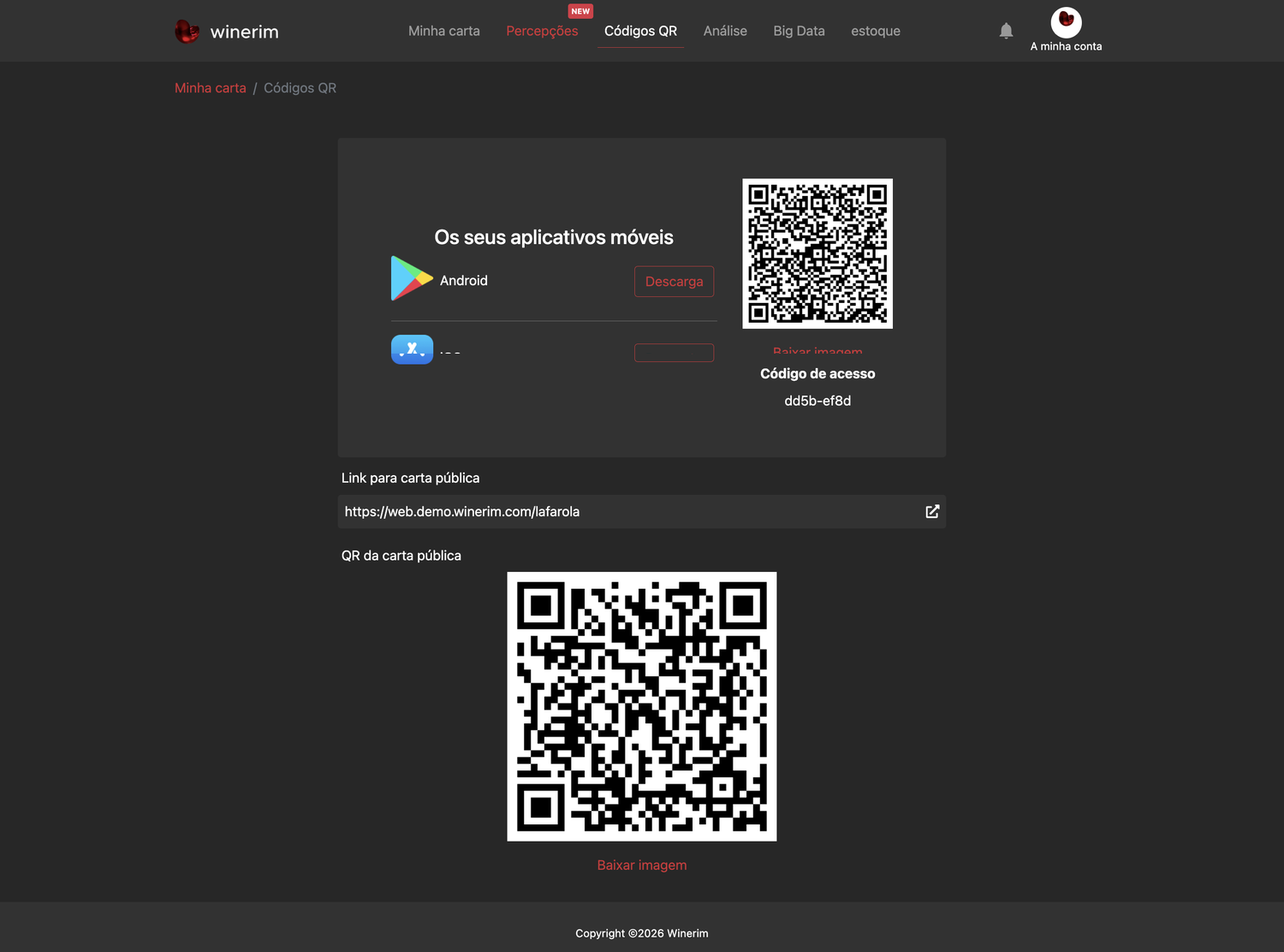 Editor Português codigos qr