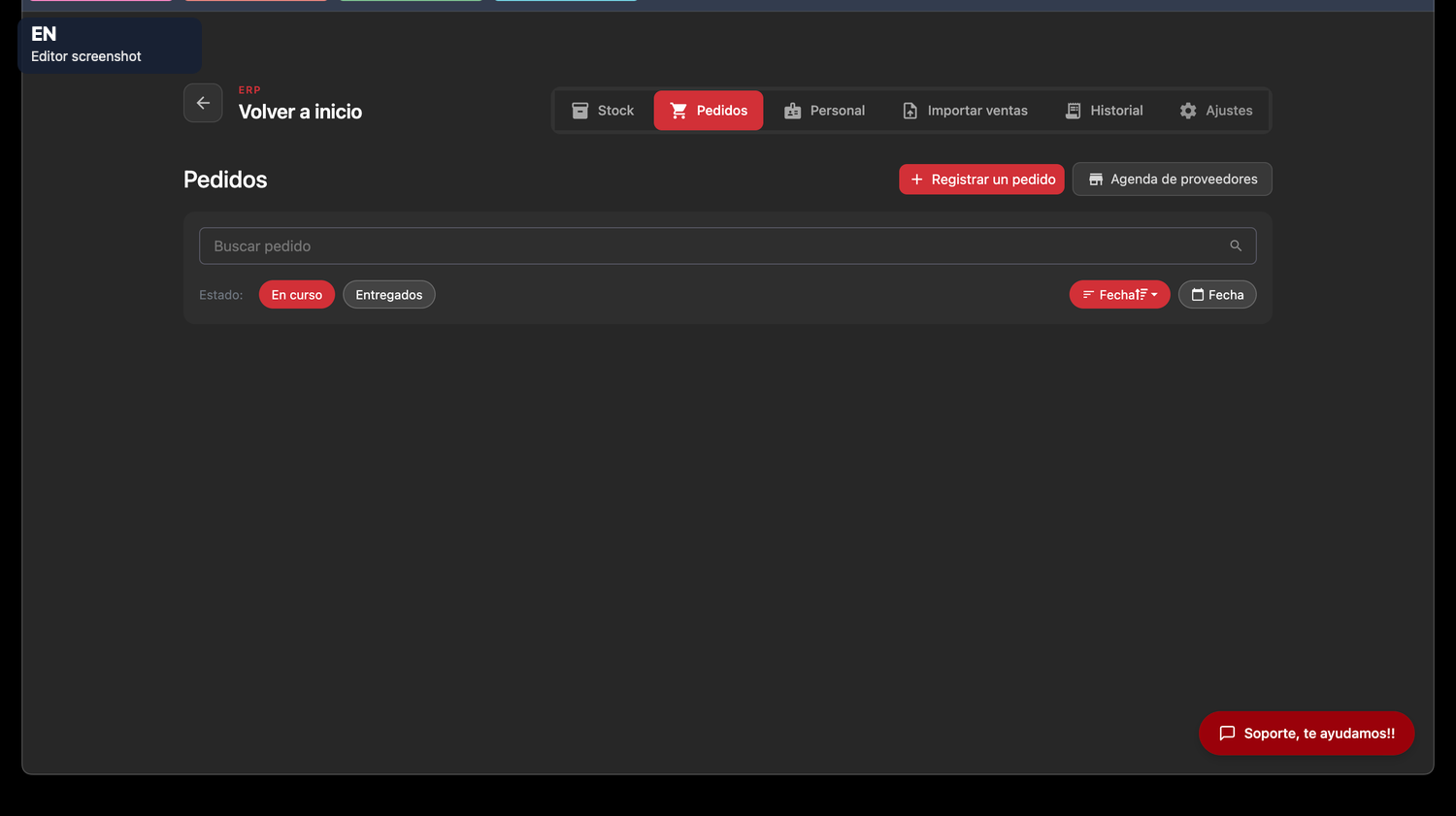 Editor English stock pedidos