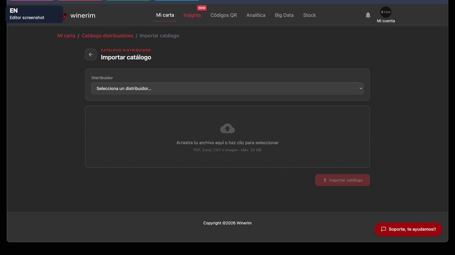 Editor English catalogo importar