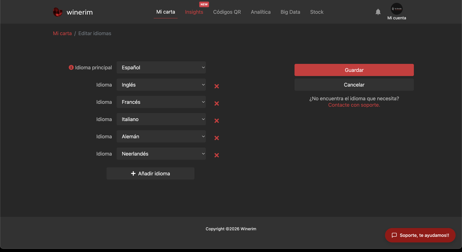 Editor Español idiomas