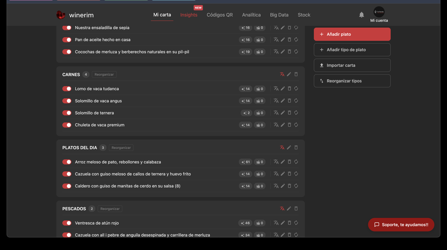 Editor Español pairing scroll