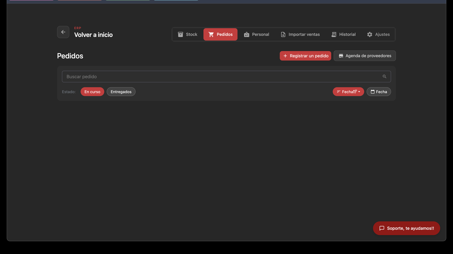 Editor Español stock pedidos