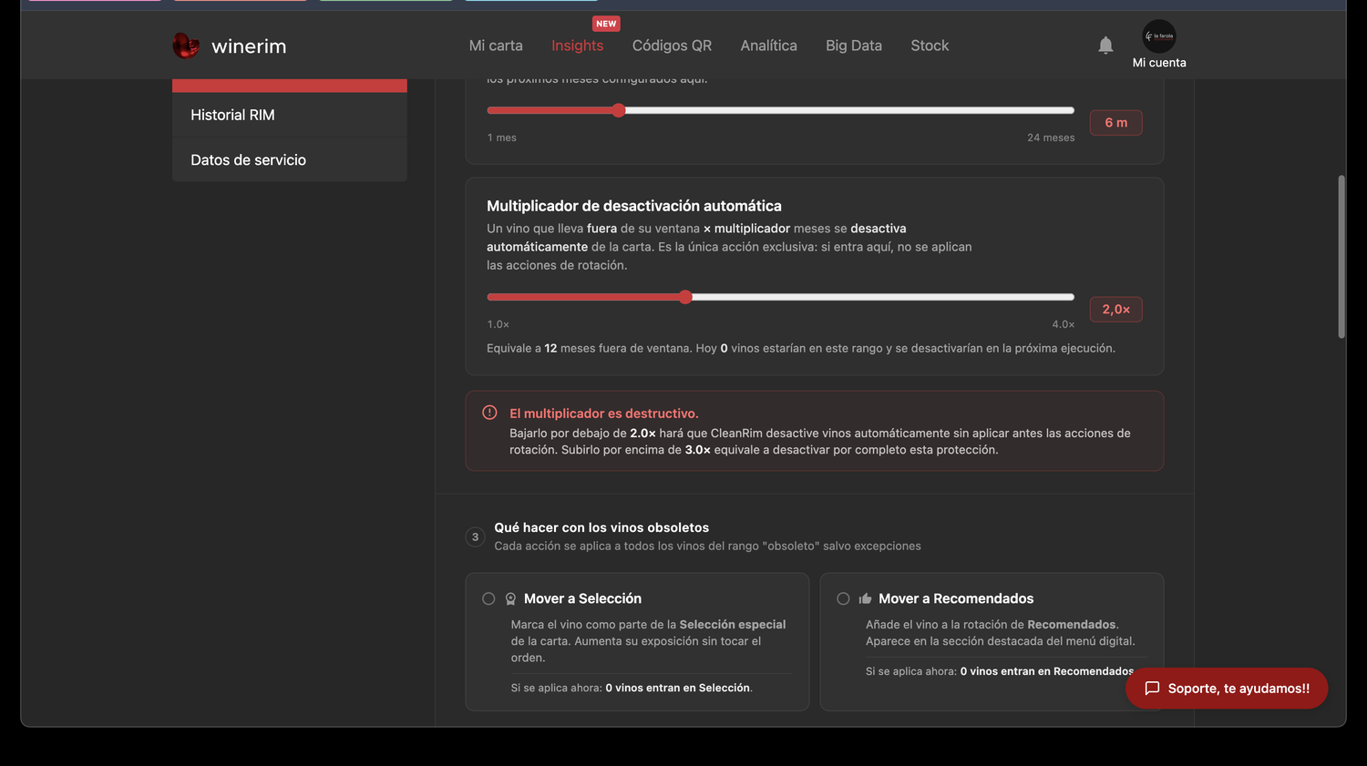 Editor Español ajustes obsolescencia