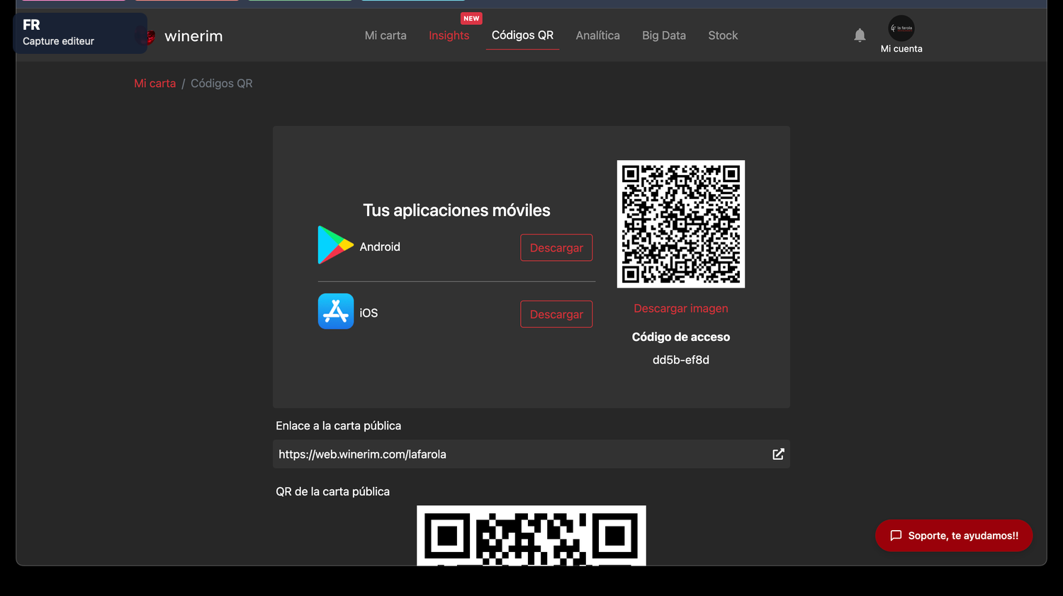 Editor Français codigos qr